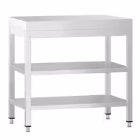Rozsdamentes acél munkaasztal PREMIUM - 600x600 mm - alsó polccal & köztes polccal
