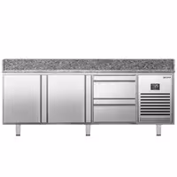 Table réfrigérée à pizza Premium PLUS - 1980 x 700 mm - avec 1 porte et 4 tiroirs