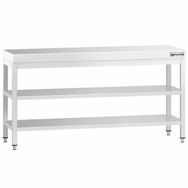 طاولة عمل ستانلس ستيل PREMIUM - 2000x600mm - مع رف سفلي & رف وسطي