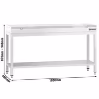Profesionalni inox radni stol PREMIUM - 1800x600 mm - s donjom policom - uklj. daska za rezanje Bijela