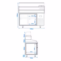 Table réfrigérée à pizza Premium PLUS - 1490x700 mm - avec 4 tiroirs - incl. vitrine réfrigérée - 6x GN 1/4