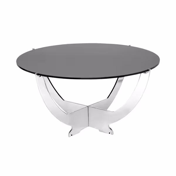 Açık Büfe Teşhir Standı OCTOPUS - Paslanmaz Çelik - Siyah Pleksi Cam - Ø 597mm