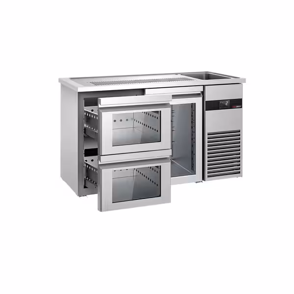 Pivski štand PREMIUM - 1550x700 mm - 1 Staklena vrata & 2 Staklene ladice