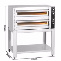 Electric Deck Pizza Oven - Twin Deck - Refractory Stone Deck - 6+6 x Ø 30cm (12") - incl. Base frame