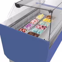 Ice Cream Display Freezer | LIAM - 1560mm - Static cooling - with LED lighting - for 13x 5 litres Napoli pans - Blue