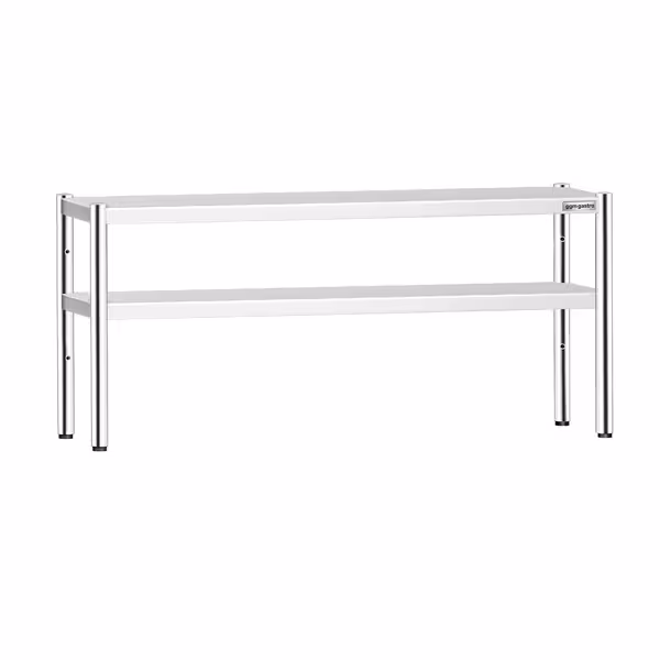 Pöytähylly - ruostumattomasta teräksestä - 2 tasoa - 1800x370 mm - korkeussäädettävä