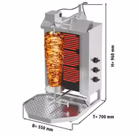 Electric Doner Kebab Grill (Shawarma/Gyros) - 3 Burner - up to 40kg - 5.4kW - incl. 2 double doors & drip tray