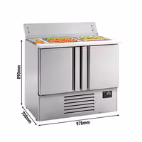 Pult za pripremu salate PREMIUM PLUS - 978 mm - 2 vrata - s ugradnim ležištem za 6x GN 1/3 & 3x GN 1/6 i poklopac od nehrđajućeg čelika