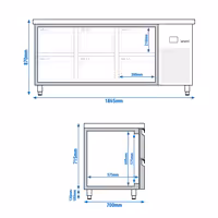 Rashladni pult PREMIUM - 1865x700 mm - 474 l - Ventilirano hlađenje - s 6 ladica