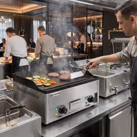 Commercial Electric Griddle - 4.4kW - Smooth/Ribbed Plate (half & half) - Cooking area: 600x335mm