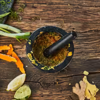 (2 pieces) ZWILLING | Granite Mortar & Pestle Ø150 mm – Non-slip Feet - 18/10 Stainless Ring - Black