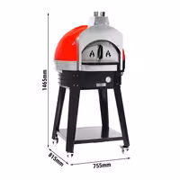 Wood-Fired Pizza Oven - Single Deck - 2 × Ø 30 cm - up to 400°C - Red - incl. Base frame