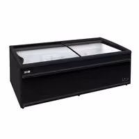 Commercial multideck display freezer - 2500mm - 1244L - with 4 double‑glazed hinged glass doors & 6 shelves - incl. island freezer - Black