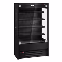 Commercial multideck display fridge - 1100mm - with 2 hinged glass doors & 4 shelves - Black