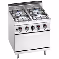 Plinski štednjak - Linija 700 - 800x714x1070 mm - 29,3 kW - 4 plamenika - samostojeći - s plinskom pećnicom statičnom - 7,8 kW - GN 2/1