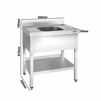 Sudoper PREMIUM - 800x600 mm - s donjom policom - s 1 koritom - korito sredina - inox