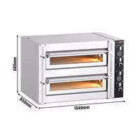 Electric Deck Pizza Oven - Twin Deck - Refractory Stone Deck - 4+4 x Ø 30cm (12") - Mechanical Controls - up to 450°C