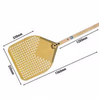 Lopata za pizzu - GOLD - anodizirani aluminij - ojačana lopata - 330x330 mm - perforirana - G.H.A. anodizacija - drška aluminijska