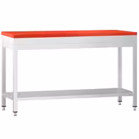 Profesionalni inox radni stol PREMIUM - 1600x600 mm - s donjom policom & s ojačanjem radne plohe - uklj. daska za rezanje Crvena