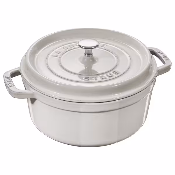 STAUB | Cocotte Round Enamelled Cast Iron Casserole Dish – Ø 200 mm – White Truffle