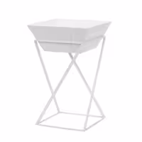 Etagere / Buffet Stand - White - Height: 375mm - incl. 1 Melamine bowl - square - Powder-coated stainless steel & Melamine