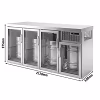 Profesionalni hladnjak za pivske bačve - 4x50 l bačve - 2120 x 600 mm - sa 4 staklena vrata