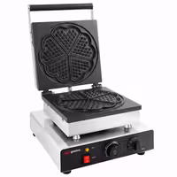 Commercial Waffle Maker - Single - Manual - 1,75 kW - Shape: Heart flower - Teflon-coated baking plates