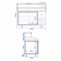 Pizzakühltisch Premium PLUS - 1490x700mm - mit 6 Schubladen - inkl. Kühlaufsatzvitrine - 6x GN 1/4