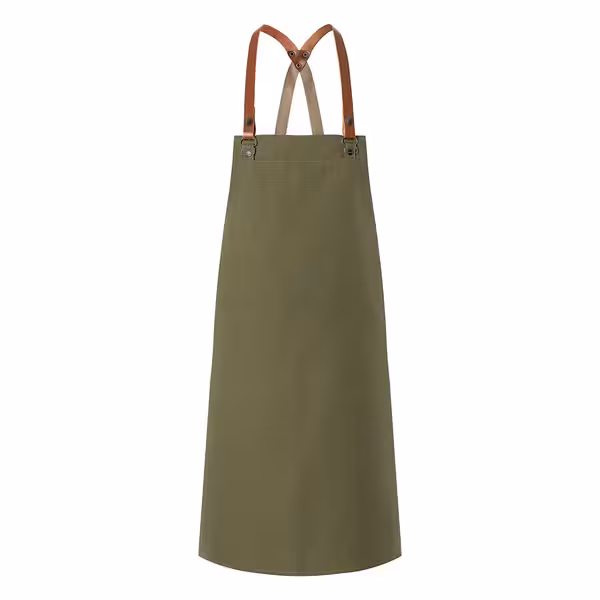 KARLOWSKY | Recycled Bib Apron Green Generation Cross-Back Leather Straps – Moss Green - 70x85 cm