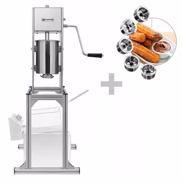 Profesyonel Churros / Tulumba Şekillendirme Makinesi - 5L - Ayarlanabilir Alt Çerçeve dahil - 5 Uç dahil