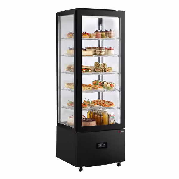 4-Sided Glass Display Fridge - 442L - 650mm - Double glazing - square - with 5 shelves - 1 glass door front