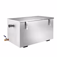 Profesionalni separator masti - 40 l - do 100 obroka/dan - samostojeći - inox - sukladno EN 1825 - s kuglastim ventilom