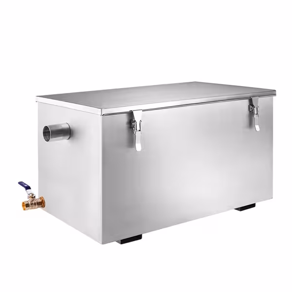 Profesionalni separator masti - 40 l - do 100 obroka/dan - samostojeći - inox - sukladno EN 1825 - s kuglastim ventilom