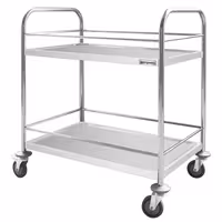 Kolica za posluživanje - 805x460 mm - s 2 polica s ojačanjem s tihim kotačima