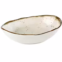 (6 adet) Kase - STONE ART - Melamin - 1,2L - oval - 285x210mm - Derinlik:75mm - Beyaz/Kahverengi