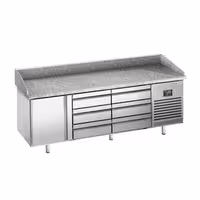 Table réfrigérée à pizza Premium PLUS - 1980 x 700 mm - avec 1 porte et 6 tiroirs