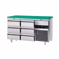 Aukstuma galds PREMIUM - 1400x700 mm - 281 l - Krāsa zaļa - ar 6 atvilktnēm - iesk. griešanas dēli zaļa