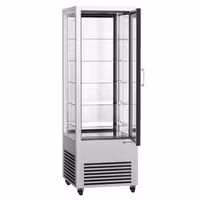 4-Sided Glass Display Fridge - 440L - 675mm - Double glazing - square - with 5 glass shelves - 1 front & 1 rear glass door