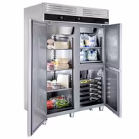 Szafa chłodniczo-mroźnicza PREMIUM – GN 2/1 + GN 1/1 – 1400 L – z wbudowaną zamrażarką szokową – z 1 drzwiami i 2 półdrzwiami ze stali nierdzewnej