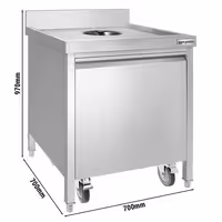 Poubelle - Carénée, avec conteneur à roulettes - 700x970x700mm - avec ouverture d’insertion, bac intérieur amovible, fermeture douce - Acier inoxydable