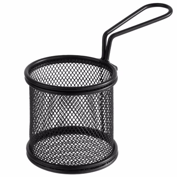 (6 Stück) Servier Frittierkorb - SNACKHOLDER - Edelstahl - Ø 80mm - Schwarz