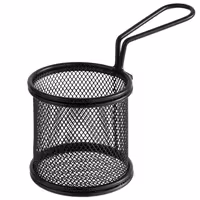 (6 Stück) Servier Frittierkorb - SNACKHOLDER - Edelstahl - Ø 80mm - Schwarz