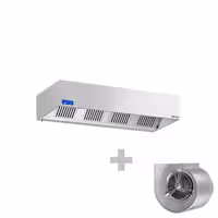 Commercial Wall-Mounted Extractor Hood with Motor - 2400mm - with Speed Controller, Baffle Filters & Lighting