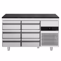 Commercial Counter Fridge PREMIUM – 1400 × 700 mm – with 6 Drawers – incl. Granite Worktop