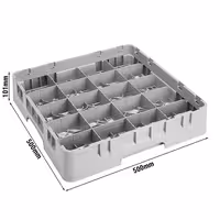 CAMBRO | CAMRACK® - Košara za pranje čaša 1/1 - Sa 20 odjeljaka - 500x500 mm - Siva boja