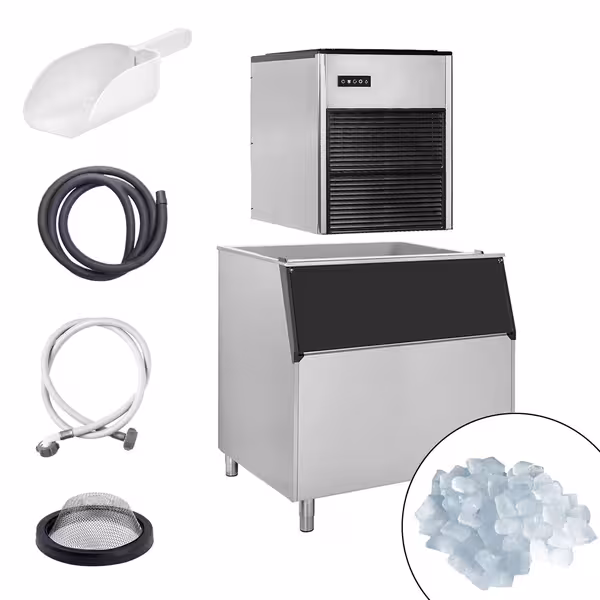 Commercial Ice Machine - Nugget - 335 kg/24 h - incl. ice storage container