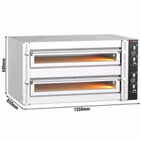 Electric Deck Pizza Oven - Twin Deck - Refractory Stone Deck - 6+6 x Ø 30cm (12") - Mechanical Controls - up to 450°C