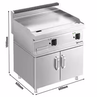 Griddle elettriku - 9 kW - Glatt - inkluża l-unità bażi b'żewġ bibien