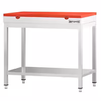 Profesionalni inox radni stol PREMIUM - 700x600 mm - s donjom policom & s ojačanjem radne plohe - uklj. daska za rezanje Crvena