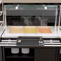 Heated Bain Marie Buffet Counter DANZIG - on Castors - 1300 mm - for 3 × GN 1/1 - with Tray Slide - Black